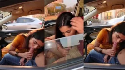 Sloppy blowjob Wife In Car With BoyFriend Wearing Saree